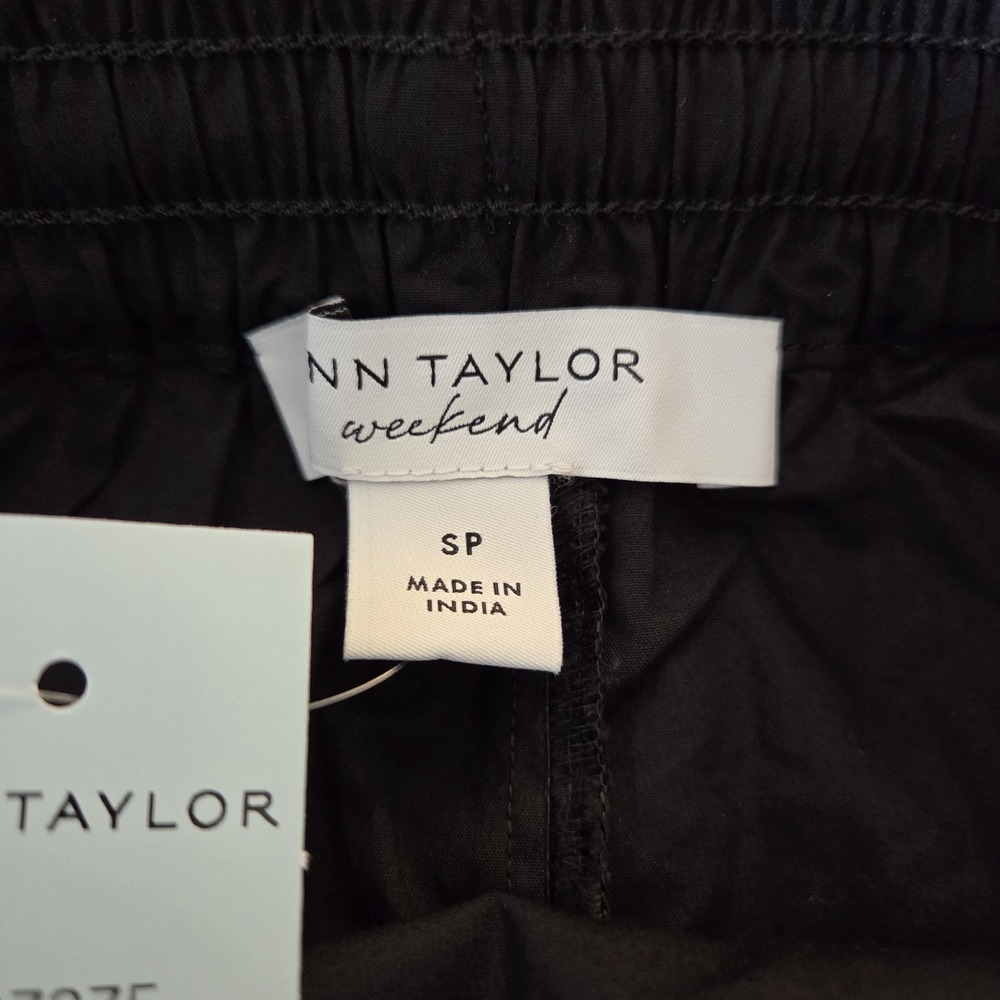 Ann Taylor Weekend sz SP black midi pullon skirt NWT 100% cotton casual everyday - Picture 7 of 10